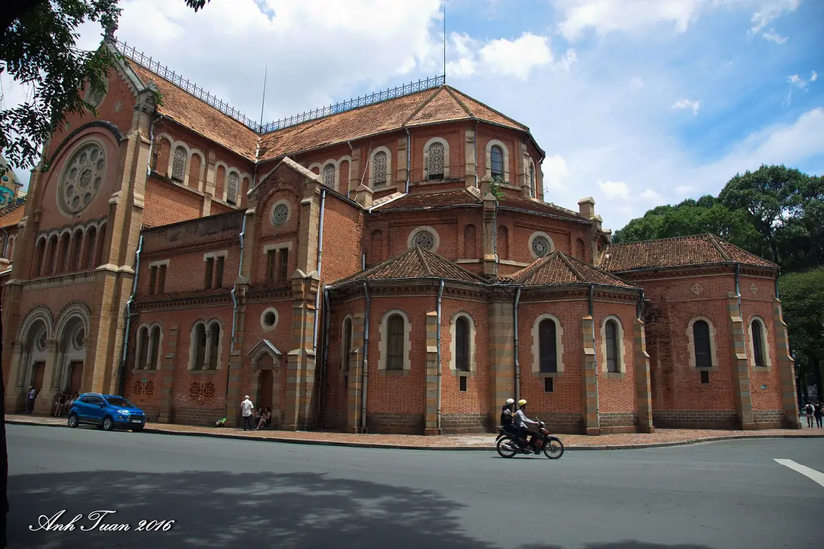 Apse of Notre-Dame Cathedral seen from the street in Ho Chi Minh City