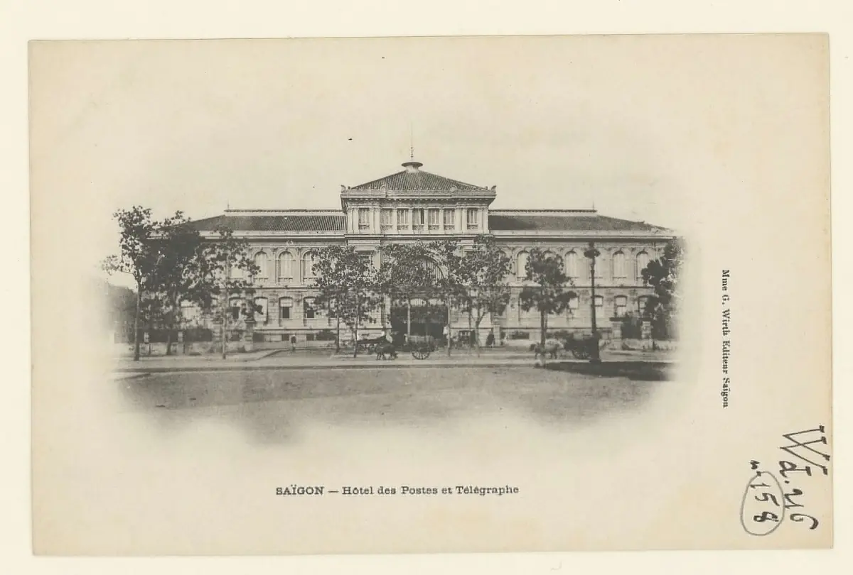 Early twentieth century postcard of the Saigon post and telegraph building
